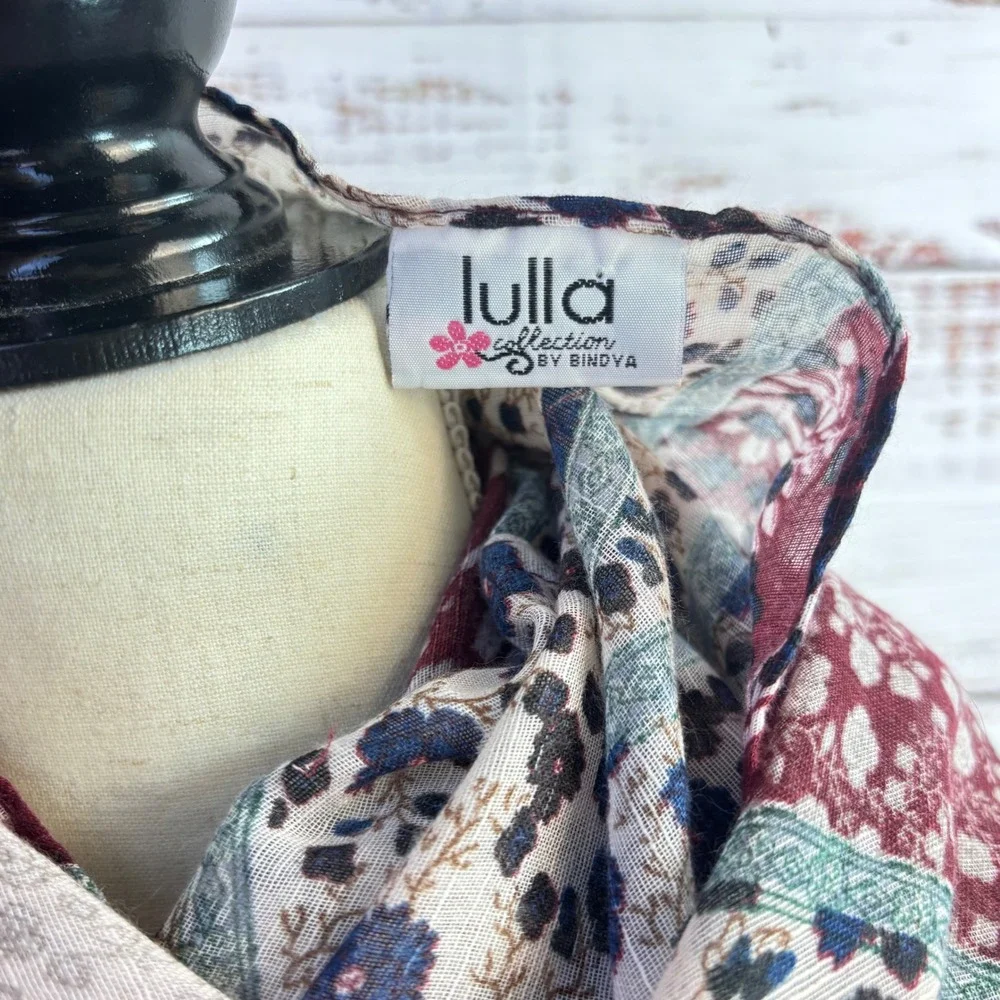 Cottagecore Boho Scarf Lulla Collection by Bindya OS Burgundy Floral Lightweight